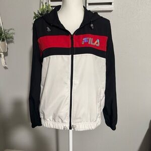 FILA Windbreaker  Color Block Hooded Full Zip Women's Lightweight‎ Jacket Small